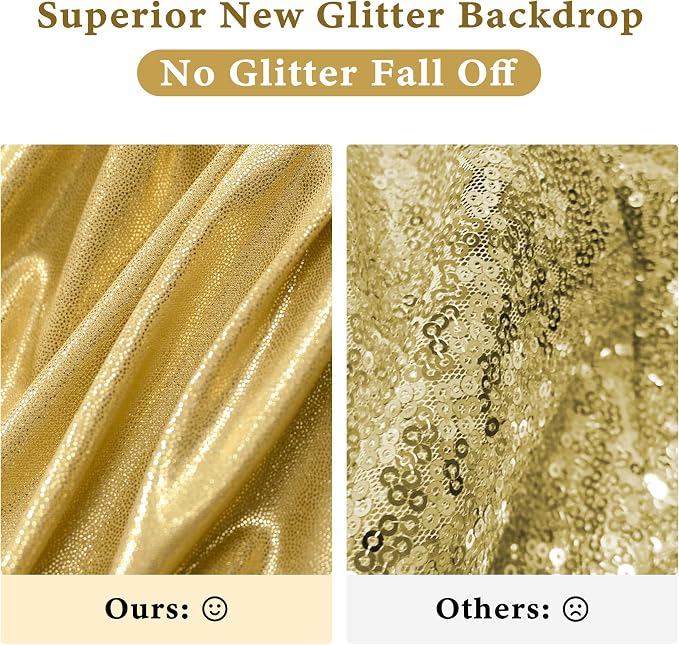 Outpain 30x10ft Gold Sequin Backdrop Curtains, Wrinkle Free Glitter Backdrop Drapes for Wedding Parties Photography Stage Decor, Non-Shedding 6 Panels Set (5x10ft Each)