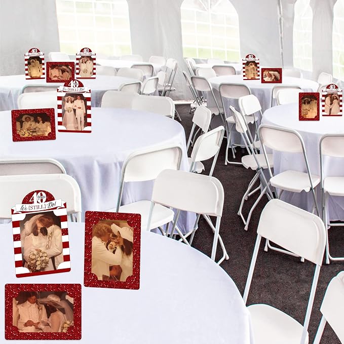 Big Dot of Happiness We Still Do - 40th Wedding Anniversary - Anniversary Party 4x6 Picture Display - Paper Photo Frames - Set of 12