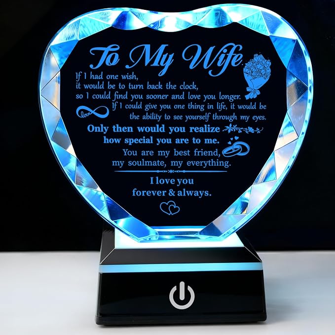 Gifts for Wife birthday gifts for your wedding anniversary or gifts, creative color LED bases, crystal souvenirs, thoughtful for your wife