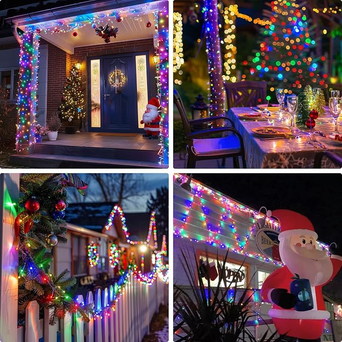 JMEXSUSS 132ft 400 LED Christmas Lights Indoor Outdoor Waterproof, 8 Modes Multicolor Christmas Tree Lights Plug in with Remote, Twinkle String Light for Bedroom Party Tree Christmas Decor