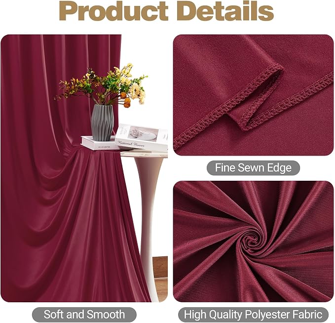 30ft x 15ft Burgundy Backdrop Curtain Panels for Weddings - Wrinkle-Free Polyester Photo Drapes for Birthday Party, Photography Background, Stage Decor