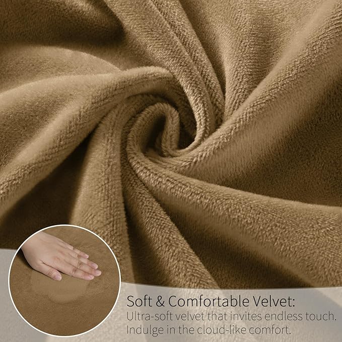MOSAYT Velvet Stretch Chair Covers for Dining Room Set of 4 - Soft Slipcovers with Thick Removable Fabric for Parsons Chairs, Washable Seat Protectors for Kitchen, Banquet & Home Decor, Camel