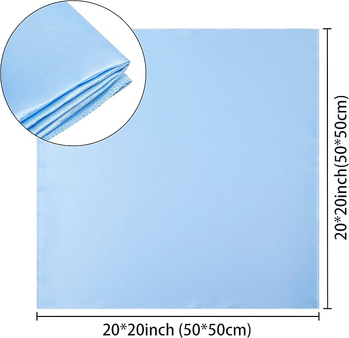 50 Pack Square Satin Dinner Napkins, 20x20 Inches Silky Soft Smooth Table Cloth Napkins for Restaurant Weddings Banquet Party Decoration, Light Blue