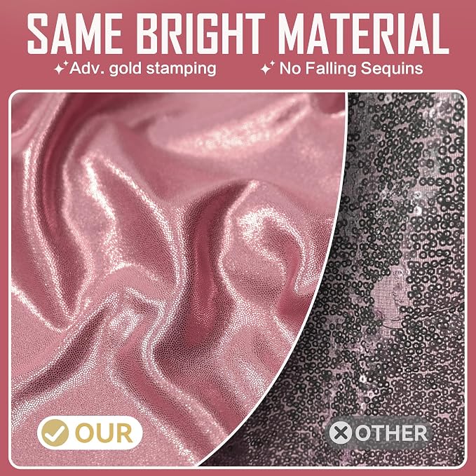 gogoparti 10x20FT Rose Gold Shimmer Backdrop Curtains for Weddings Parties - 2 Panels of Extra Long 5x20FT Drapes, Includes Dual Pole Pockets, Wrinkle-Free Fabric for Party, Tent Decoration