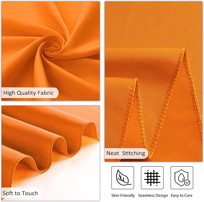 8 Pack Orange Tablecloth 60 x 102 Inch Rectangular for 6 Foot Rectangle Tables, Wrinkle Resistant Orange Table Cloth Washable Polyester Fabric for Buffet Wedding Party Banquet