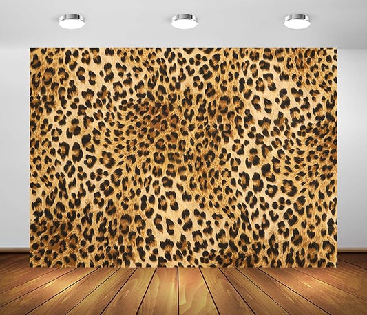 8x6ft Fabric Leopard Photo Backdrop Gold Brown Black Spots Prints Photography Background Adults Birthday Lady Bachelorette Party Decorations Dessert Table Banner Portrait Photo Studio Props