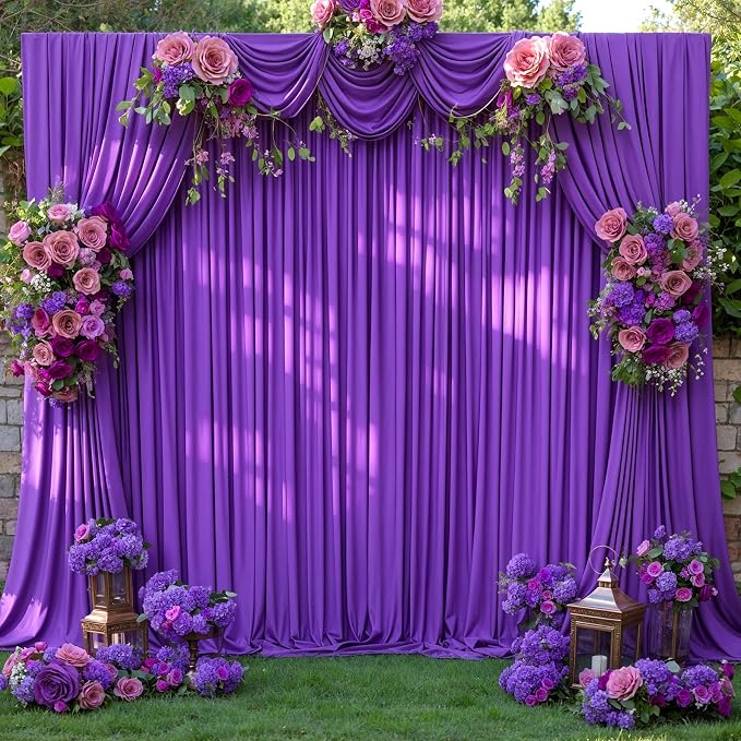 8 Panels Purple Backdrop Curtains for Wedding Party Wrinkle Free Backdrops Curtain Drapes Fabric Decorations Photo Back Drop Cloth for Baby Shower Photography Stage Reception 40ft(W) x 12ft(H)