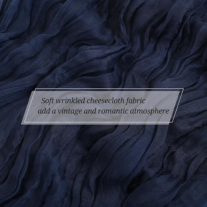 25 Pack Navy Blue Cheesecloth Table Runner 17 x 108 Inch Fall Thanksgiving Boho Rustic Farmhouse Gauze Cheese Cloth Runner for Wedding Party Baby Shower Home Decor Holiday Decorations