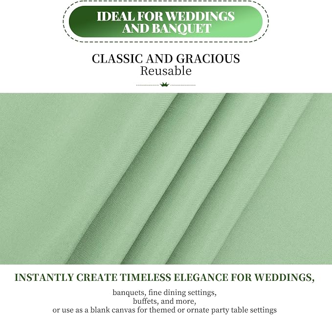 fani 10 Pack 60 x 102 Inch Tablecloth, Sage Green Tablecloth for 6 Feet Rectangle Tables, Stain and Wrinkle Resistant Washable Fabric Table Cloth for Wedding Party Dining Table Buffet Parties Camping