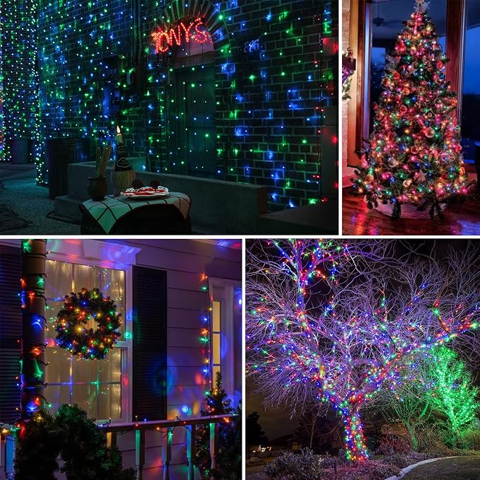 Connectable 240LED 88Ft 13Modes Christmas String Lights Indoor Outdoor | Extendable Green Wire Christmas Tree Lights with Timer | Twinkle Fairy Light Plug in for Xmas Tree (Multicolor)
