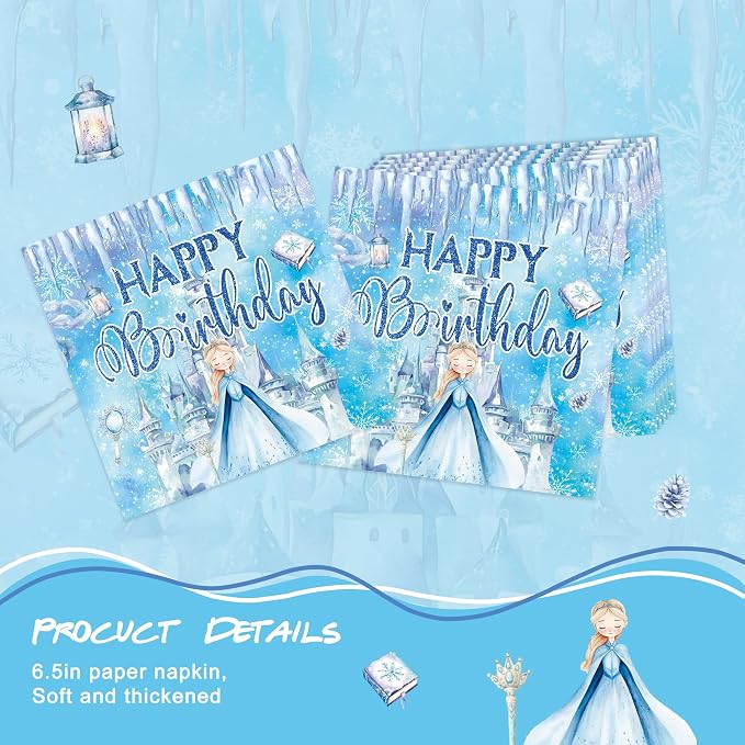 120 PCS Frozen Birthday Party Supplies Frozen Princess Themed Party Decorations for Kids Birthday for 20 Guests
