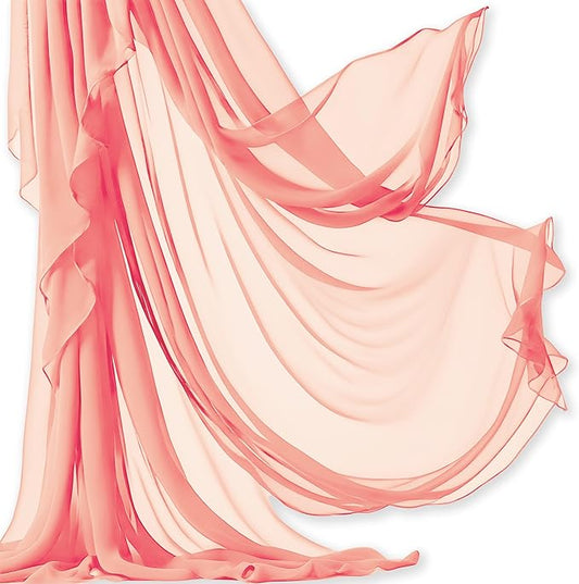 Barcelonetta | Chiffon Fabric | Decoration, Drapery Fabric | Wedding, Gender Reveal, Baby Shower, Birthday | for Arbor, Arch, Canopy, Table and Chair Decoration (Blush, 5 Yards)