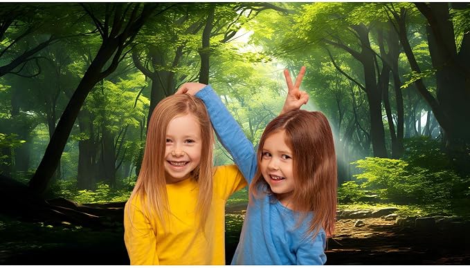 Forest Backdrop Fantasy Green Forest with Sunbeams Photography Backgrounds Lush Green Leaves Trees Backdrops Outdoor Party Forest Background Wallpaper Banner Adult Portrait Photo Props 12x8ft