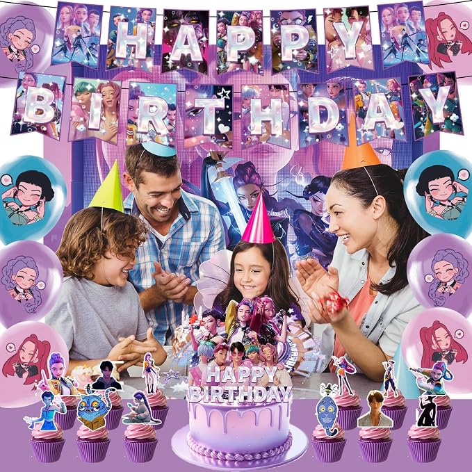 Happy birthday banner supplies decoration letter balloons pink girl's school classroom decoration, fan meeting, birthday party, etc (Style 1)