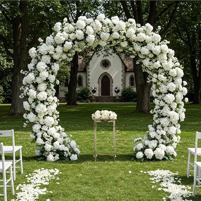 Auihiay 404PCS Hydrangea Artificial Flowers, Silk Artificial Flowers Heads with Stems, Ivory Lifelike Faux Flowers for Wedding Centerpieces, Arch and Background, Party, Home, Baby Shower Decor