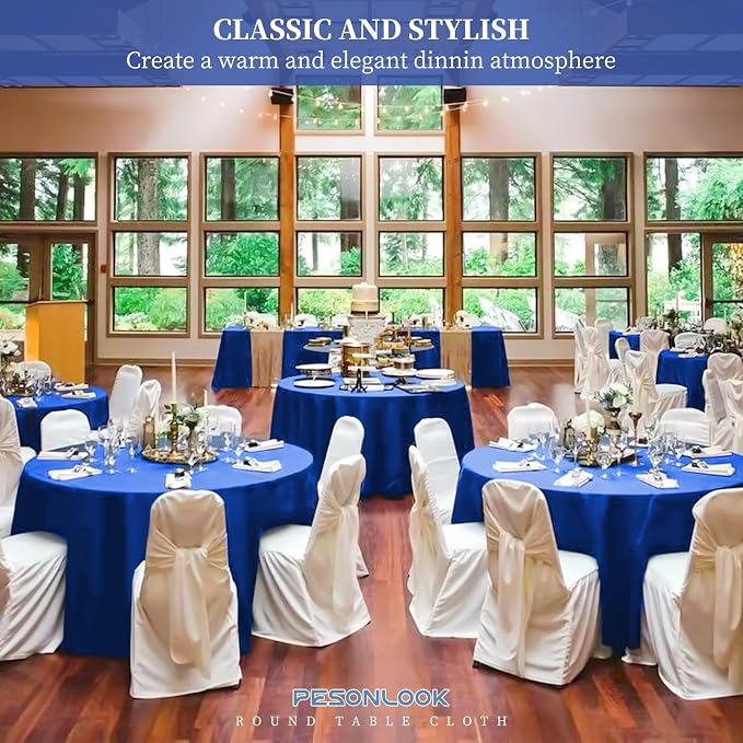 Pesonlook 12 Pack Round Tablecloth 90inch-Royal Blue Washable Fabric Polyester Round Table Cloths for Wedding/Party/Banquet/Dining/Buffet Table
