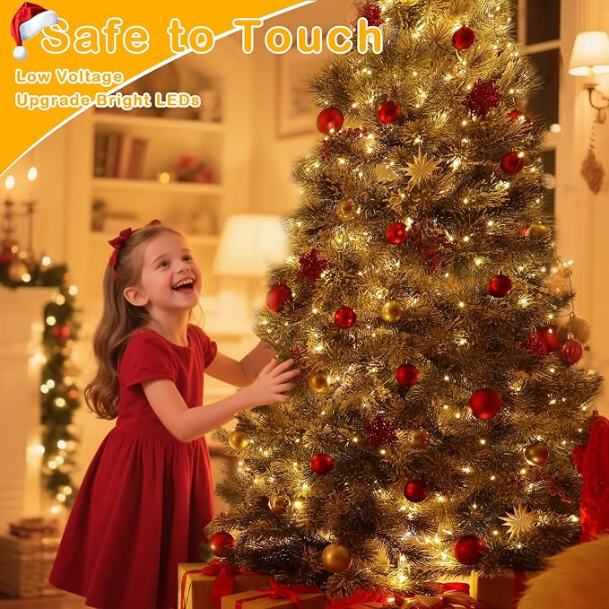 Decute 500LED 164FT Christmas Tree String Lights Green Wire Dimmable with Remote Control, UL Listed Plug in Fairy Starry Lights Decorative for Christmas Tree Party Wedding Indoor Outdoor Warm White