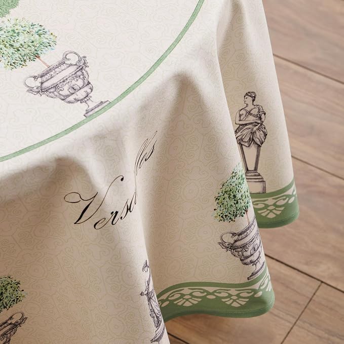 Maison d' Hermine Table Cloth Round Table 100% Cotton 69 Round Inches Tablecloth Reusable Decorative for Dining Kitchen Room Farmhouse Party Home Hotel Restaurant Spring Summer - Jardin Du Roy