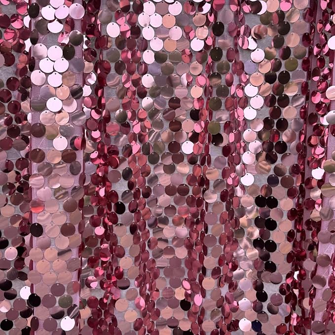 Rose Pink Sequin Backdrop, 4x10 Ft, 2 Panels Large 18mm Sequins, Glitter Payatte Sequin Photobooth Props for Home Decor Accent, Party, Birthday