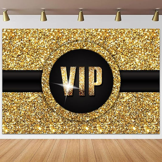 12x6ft VIP Backdrop Movie Premiere Award Ceremony Photography Background Black Gold Birthday Party Red Carpet Event Catwalks Stage Banner Decorations Man Woman Portrait Photo Booth Prop