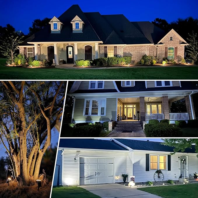 AUDERWIN Solar Spot Lights Outdoor Waterproof 6 Pack IP65, 63 LED 3 Lighting Modes Spotlights for Yard Garden House Garage Pathway