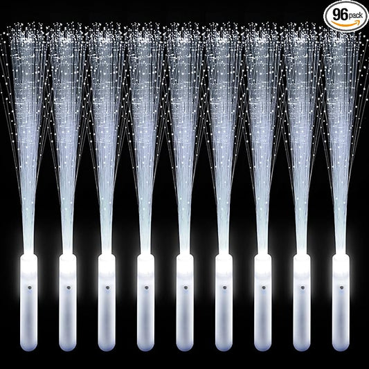 96 PCS Fiber Optic Wands LED White Glow Stick Flash Fiber Optic Light Rod for Bulk Wedding Lighting Wands Flashing Sticks with 3 Light Modes Including Creating The Perfect Party Concert Atmosphere