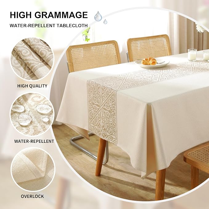 Linen Tablecloths for Rectangle Tables,Fabric Tablecloth Advanced Waterproofing Technology for Dinningroom,Farmhouse