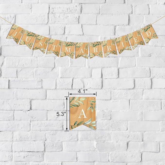Mr & Mrs Cake Topper & Just Married Banner & Mr Mrs Table Sign Green Wedding Decorations in Wood