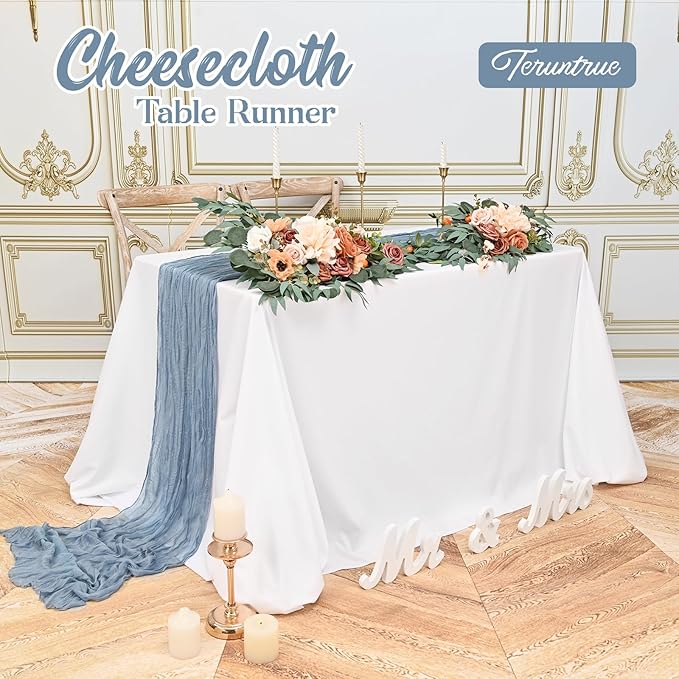 6 Pack Dusty Blue Table Runner 10FT Long Cheesecloth Table Runner Cheese Cloth Gauze for Wedding Party Birthday Decoration-Dusty Blue
