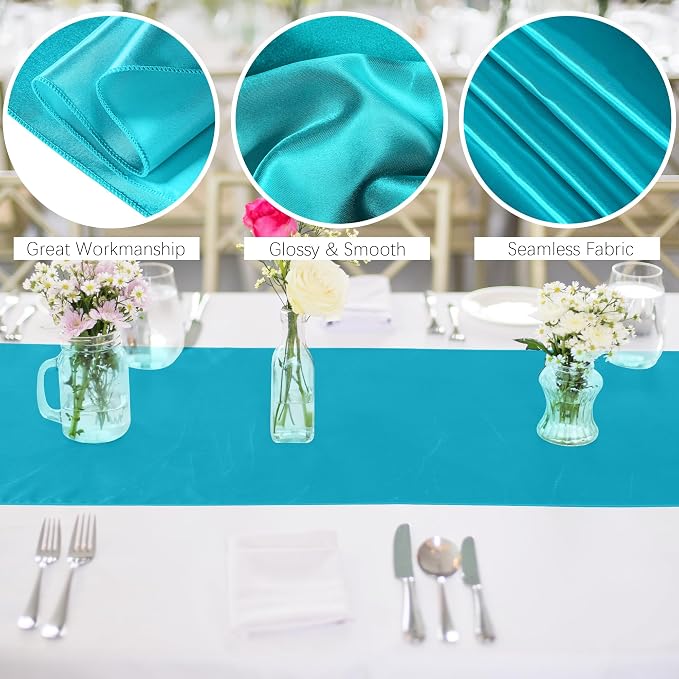 Aneco 4 Pack Satin Table Runner 12 x 108 Inch Long Bright Silk and Smooth Fabric Party Table Runner for Wedding Banquet Party Decoration