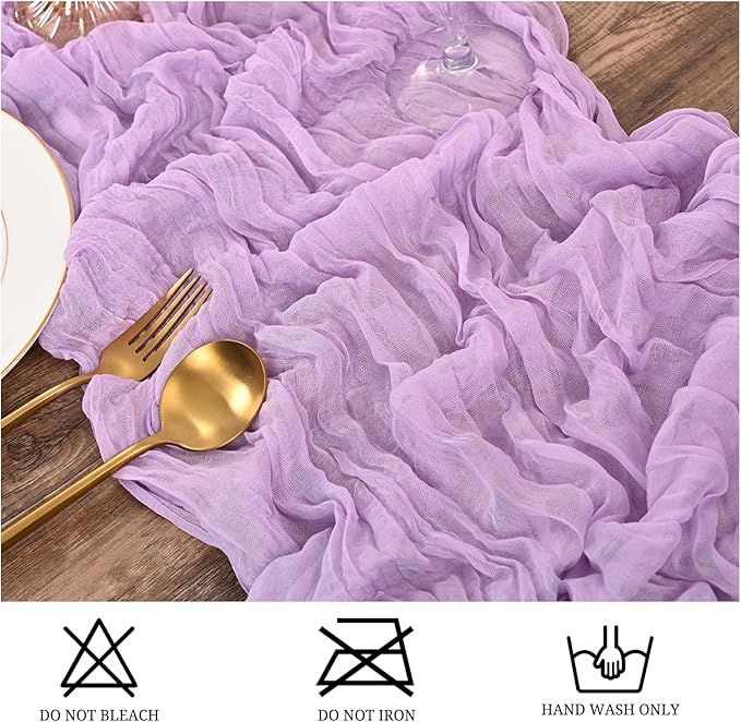 25 Pack Lavender Table Runner 17 x 108inch Cheesecloth Table Runner Boho Gauze Table Runners Rustic Sheer Fabric Cheese Cloth Table Runners for Wedding Party Bridal Shower Farmhouse Thanksgiving Decor