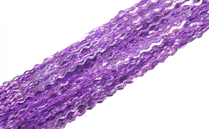 4 Pack Sparkle Wavy Purple Tinsel Curtain Party Backdrop - 3.3X6.6ft Foil Fringe Curtain Party Photo Booth Streamers for Mermaid Euphoria Themed Decorations