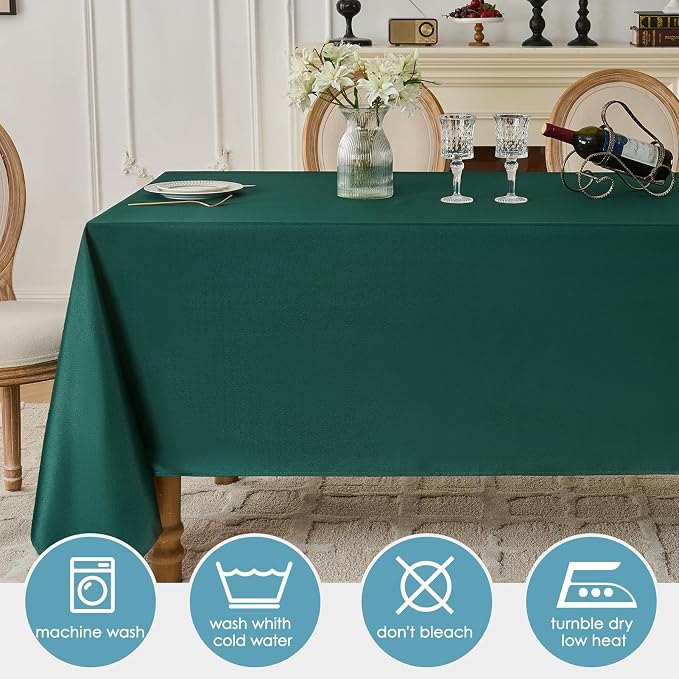 VidaFete Tablecloth 10 Pack 90 * 132inch Rectangle Table Cloth Polyester, Stain Wrinkle Resistant Polyester Dining Table Cover for Kitchen Dinning Party Wedding Rectangular Buffet Decoration(Green)
