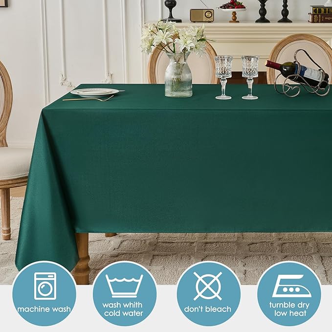 VidaFete Tablecloth 6 Pack 90 * 132inch Rectangle Table Cloth Polyester, Stain Wrinkle Resistant Polyester Dining Table Cover for Kitchen Dinning Party Wedding Rectangular Buffet Decoration(Green)
