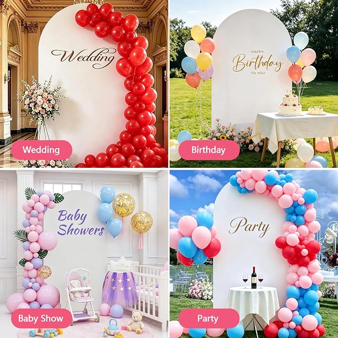 6.6FT Arch Backdrop Stand and White Cover Set,Wedding Arch Backdrop Stand,Balloon Arch Stand Metal Frame for Wedding Birthday Baby Shower Party Garland Ceremony Decor