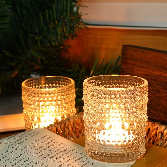 TRIRITE 36 Pcs Clear Votive Candle Holders for Wedding, 2x2.5 Elegant Tealight Candle Holder, Vintage Tea Light Holders for Bridal Shower & Table Centerpieces