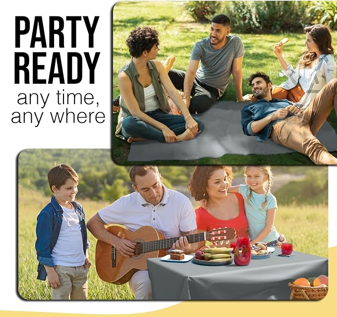Party Solids 66% Thicker Premium Silver Plastic Table Cover Roll 40" X 100' Table Cloth Plastic Cover Roll Quality Thick Banquet Rolls Disposable Tablecloth Rolls Strong American Based Company