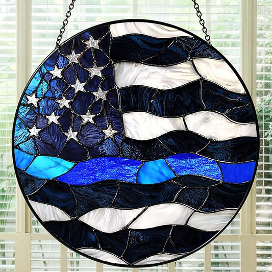 Police Officer Stained Glass Suncatcher 6x6'', Police Graduation, Academy Graduate Gifts, Gifts for Men