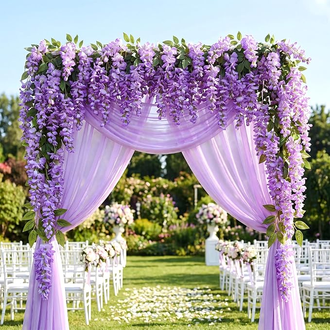 Lyrow 60 Pack Artificial Purple Wisteria Floating Garland, Ceiling Hanging Flower Vines, Enchanted Themed Decorations, Whimsical Party Coquette Aesthetic Fairy Room Decor, Garden Wedding Wall Decor
