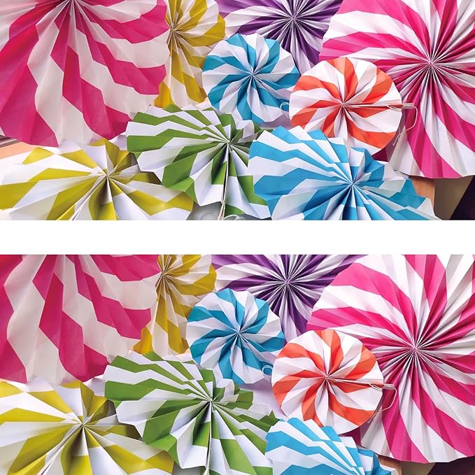 18Pcs Candyland Party Decorations Candy Paper Fans Hanging Background Wall Lollipop Candy Fans for Garland Ceilings Classroom Decoration Wedding Candyland Themed Birthday Party Supplies