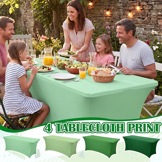 Frienda 4 Pcs Gradient Green Tablecloth Milk Silk 71 x 30'' Gradient Green Table Cloth Rectangle Table Cover for Birthday Wedding Baby Shower Banquet Picnic Holiday Party Decorations