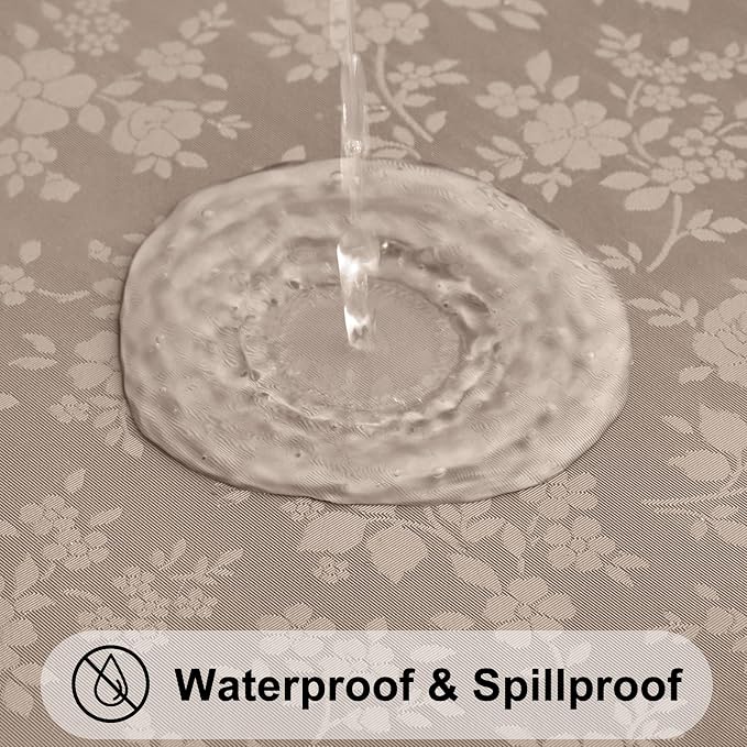 Smiry Rectangle Table Cloth, Waterproof Heavy Duty Vinyl Tablecloths, Wipeable Washable Table Cover for Kitchen and Dining Room (Taupe, 60" X 84")