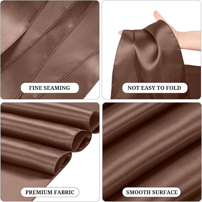 15 Pack Brown Satin Table Runners 12 x 108 Inch Long Table Runners for Rectangle Round Tables, Smooth Satin Table Runner for Wedding,Birthday Party Banquets Graduation Engagements Decoration