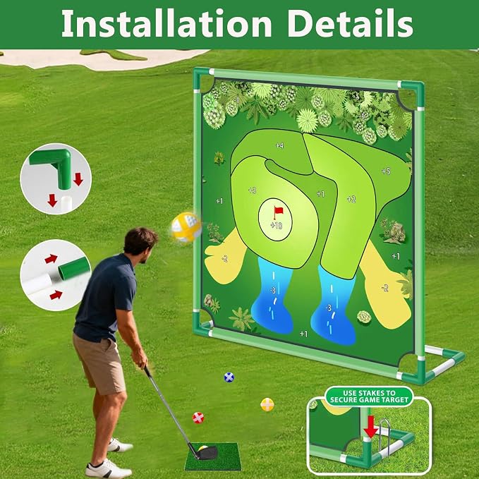 Kids Golf Chipping Game Set for Boys, Girls and Adults, Indoor Outdoor Mini Golf with Balls, Club, Backyard Party Birthday Gifts (67 Golf Chipping Game)