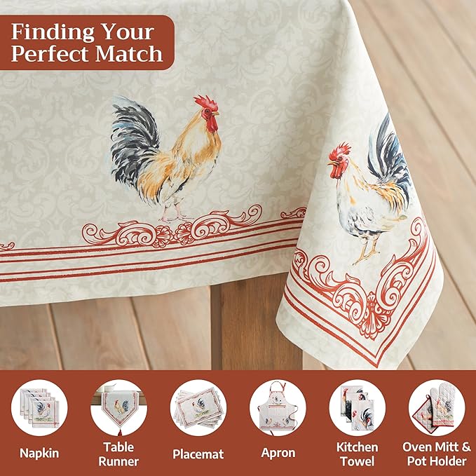 Maison d' Hermine Table Cloth Rectangle Table 100% Cotton 70 x 120 Inches Tablecloth Reusable Decorative for Dining Kitchen Room Farmhouse Party Home Hotel Restaurant Spring Summer - Campagne