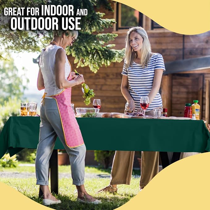 Party Solids 66% Thicker Premium Dark Green Plastic Table Cover Roll 40" X 100' Table Cloth Plastic Cover Roll Quality Thick Banquet Rolls Disposable Tablecloth Rolls Strong American Based Company