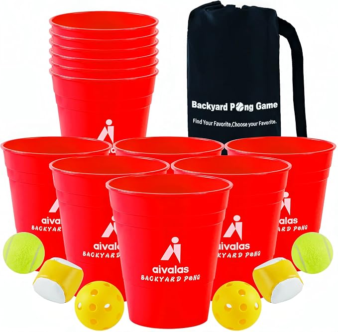 Aivalas Yard Pong Giant Outdoor Toss Games – XL Buckets with Basketball-Style Play, Portable Backyard Lawn Beach Camping Throwing Game for Adults Teens & Family – Includes Carry Bag, Easy to Store