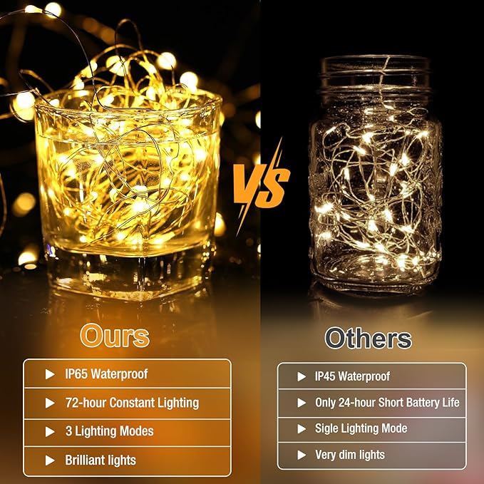 50 Pack Fairy Lights Battery Operated - 7ft 20 Led Small Twinkle lights 3 Modes, Bulk Mini String Lights Waterproof for Mason Jars Vases Crafts Party Wedding Mothers Day Decoration-Warm White