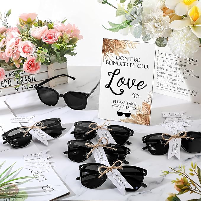 Kanayu Wedding Sunglasses for Guests Wedding Gifts Sign Married Decorations Sunglasses Black Glasses Bridal Party Favors