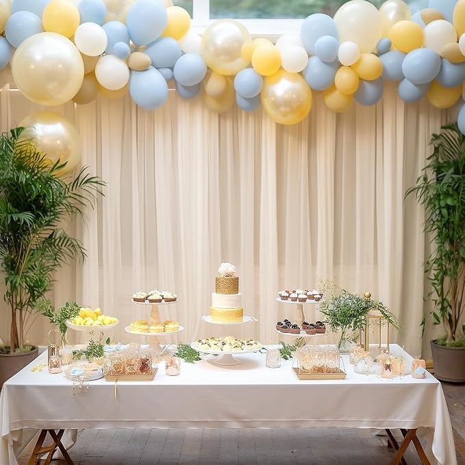 10x10ft Champagne Tulle Backdrop Curtain for Parites, Semi-Sheer Backdrop Curtains for Wedding Baby Shower Birthday Party Photo Shoot Decorations